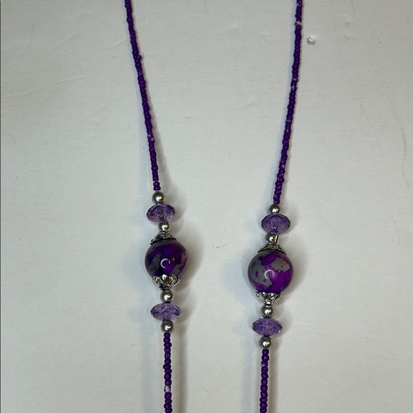 Purple acrylic Beaded Necklace - Picture 4 of 5